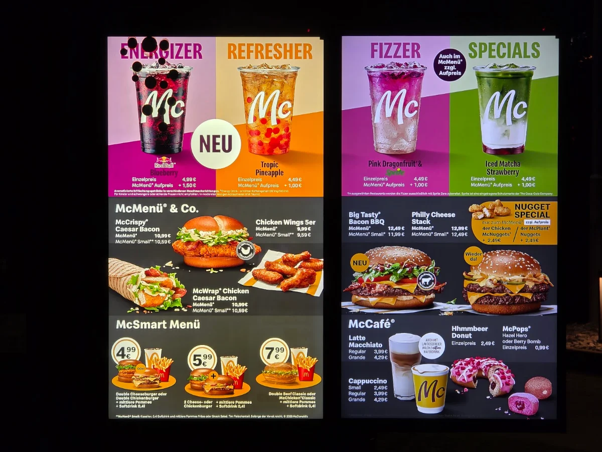 Speisekarte, McDonald's
