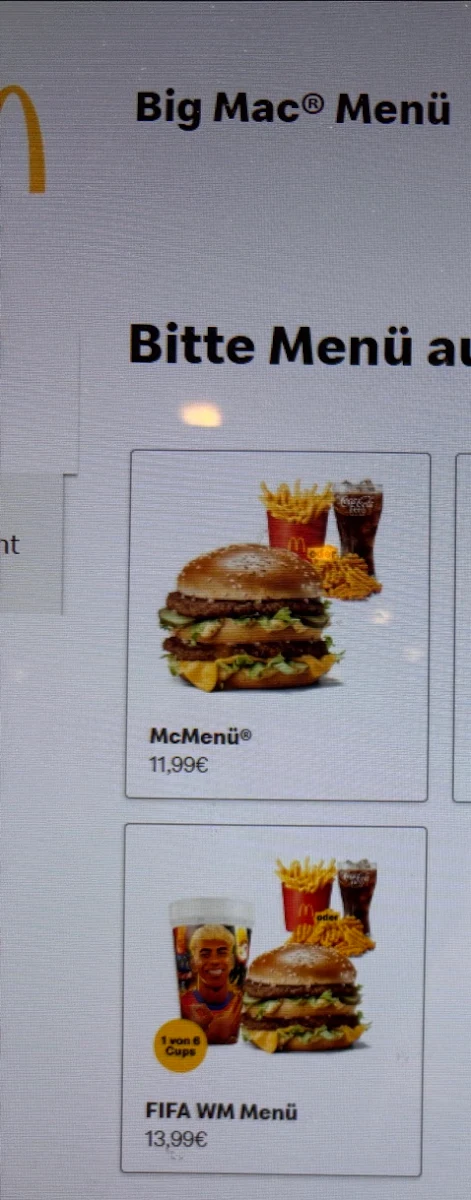 Speisekarte, McDonald's