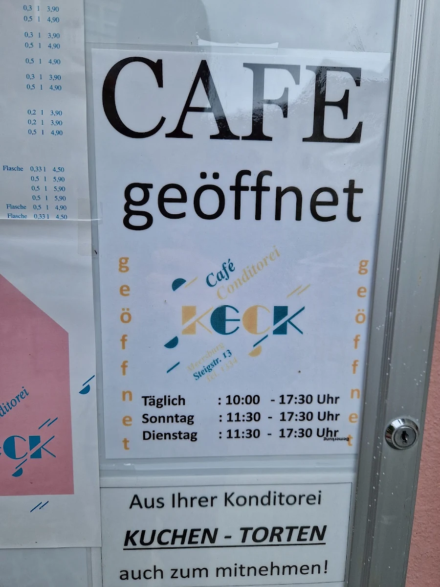 Speisekarte, Cafe Keck