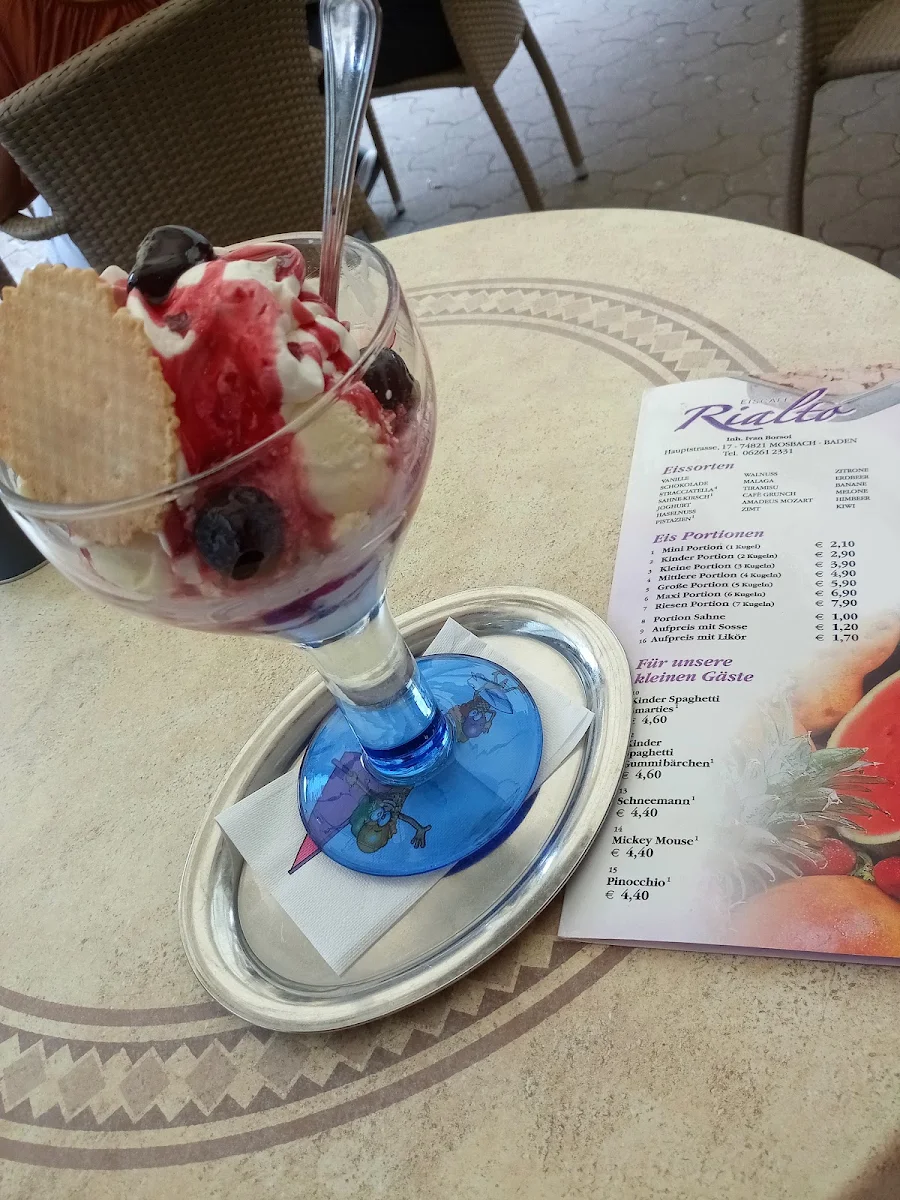 Speisekarte, Eiscafé Rialto