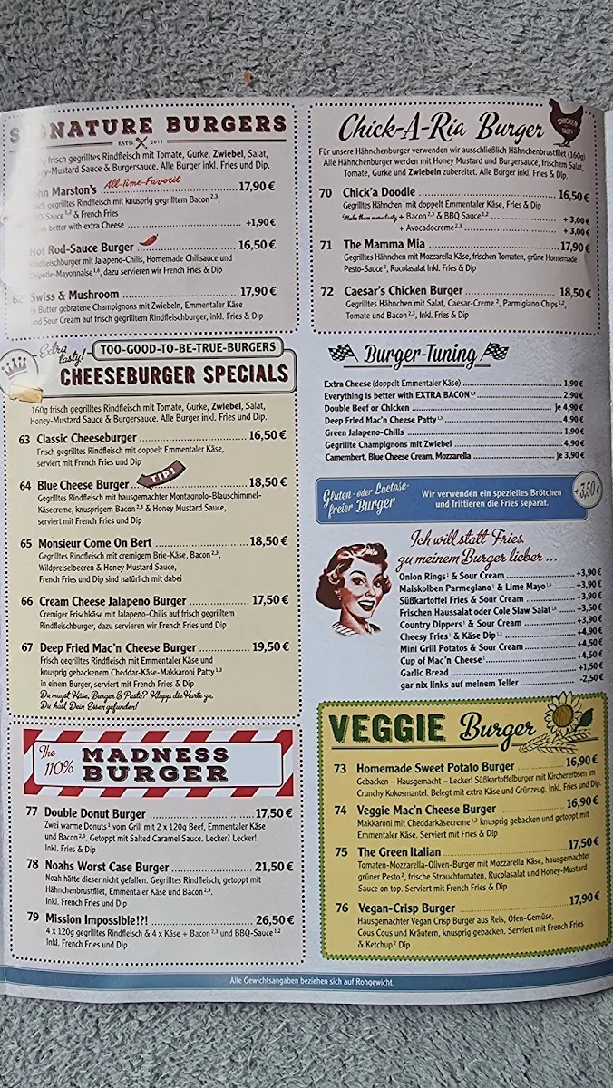 Speisekarte, 50s ville Diner Zwickau