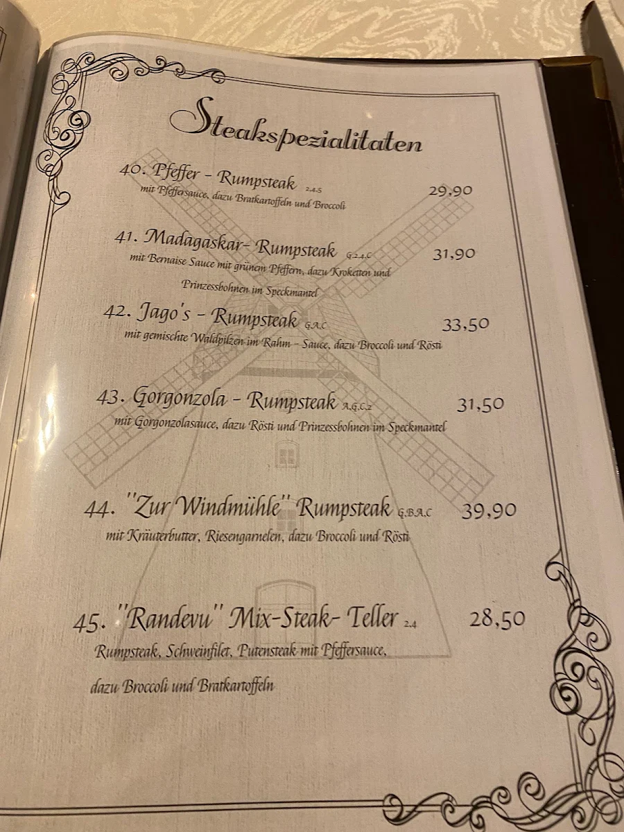 Speisekarte, Zur Windmühle