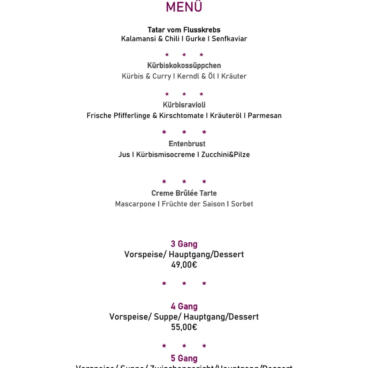 Speisekarte, Hallnberg Restaurant & Garten