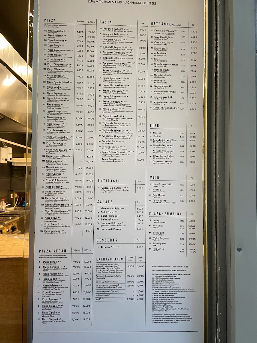 Speisekarte, Pizza e Pasta