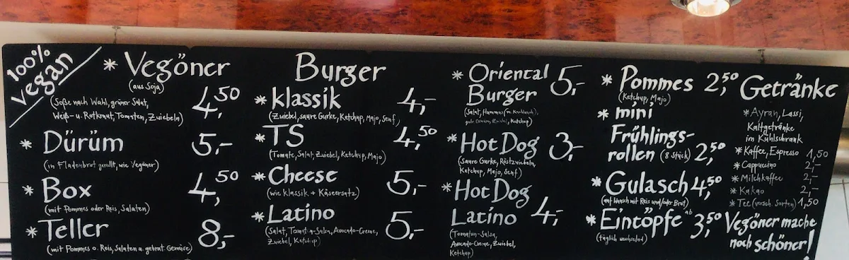 Speisekarte, Vegöner - Johannis