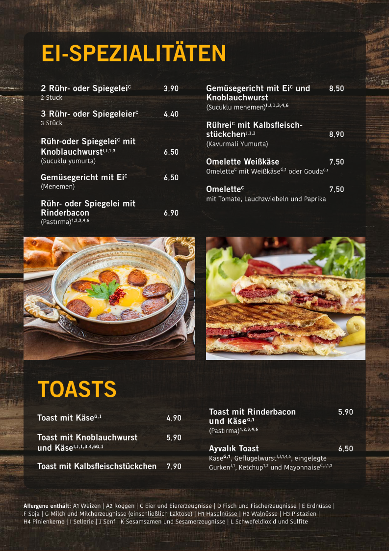 Speisekarte, Toni's Bremen