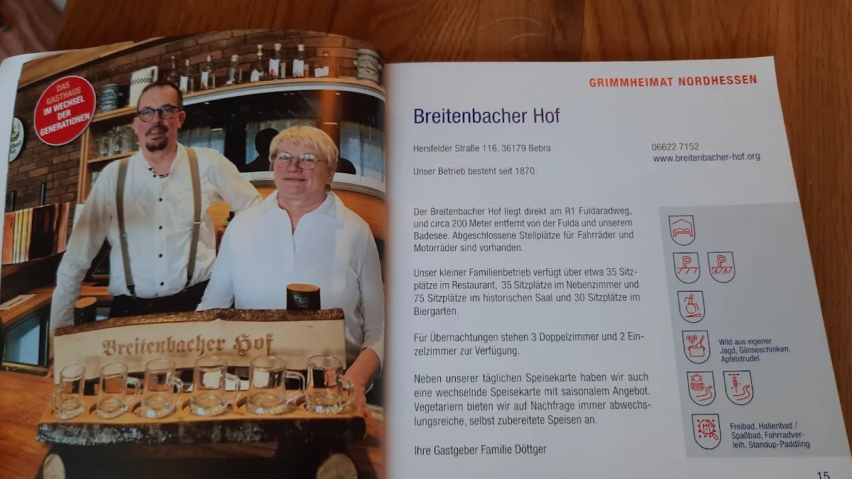 Speisekarte, Gasthof Breitenbacher Hof