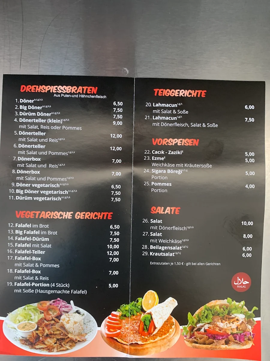 Speisekarte, Can's Dürüm Döner