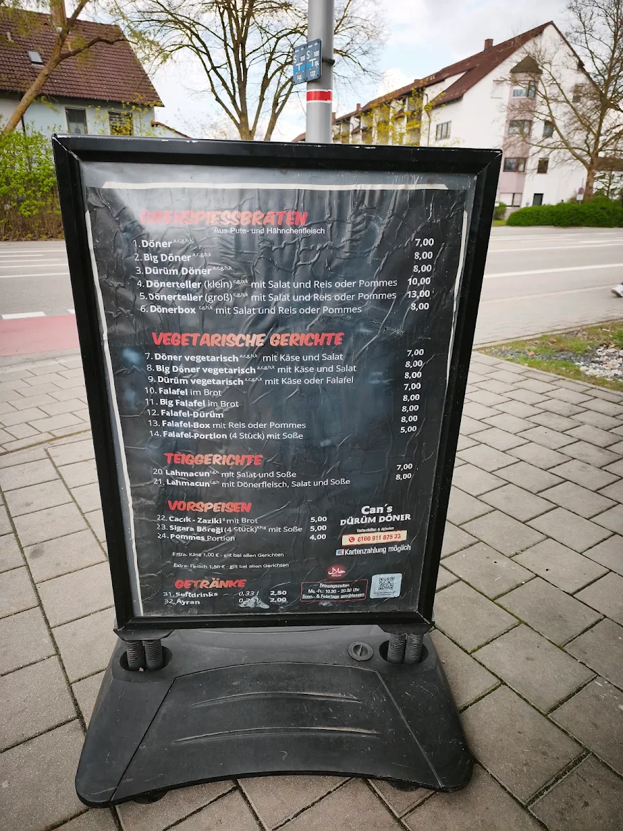 Speisekarte, Can's Dürüm Döner