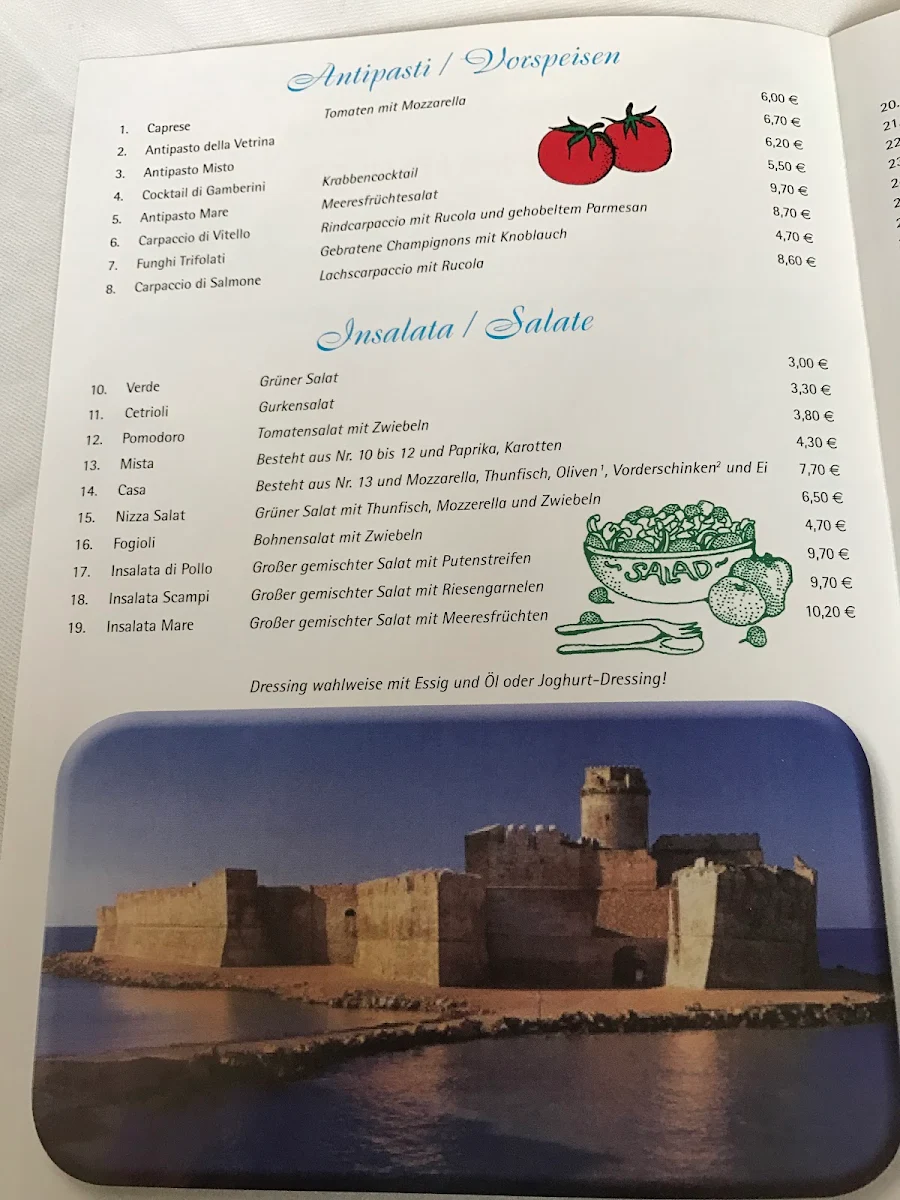 Speisekarte, Le Castelle