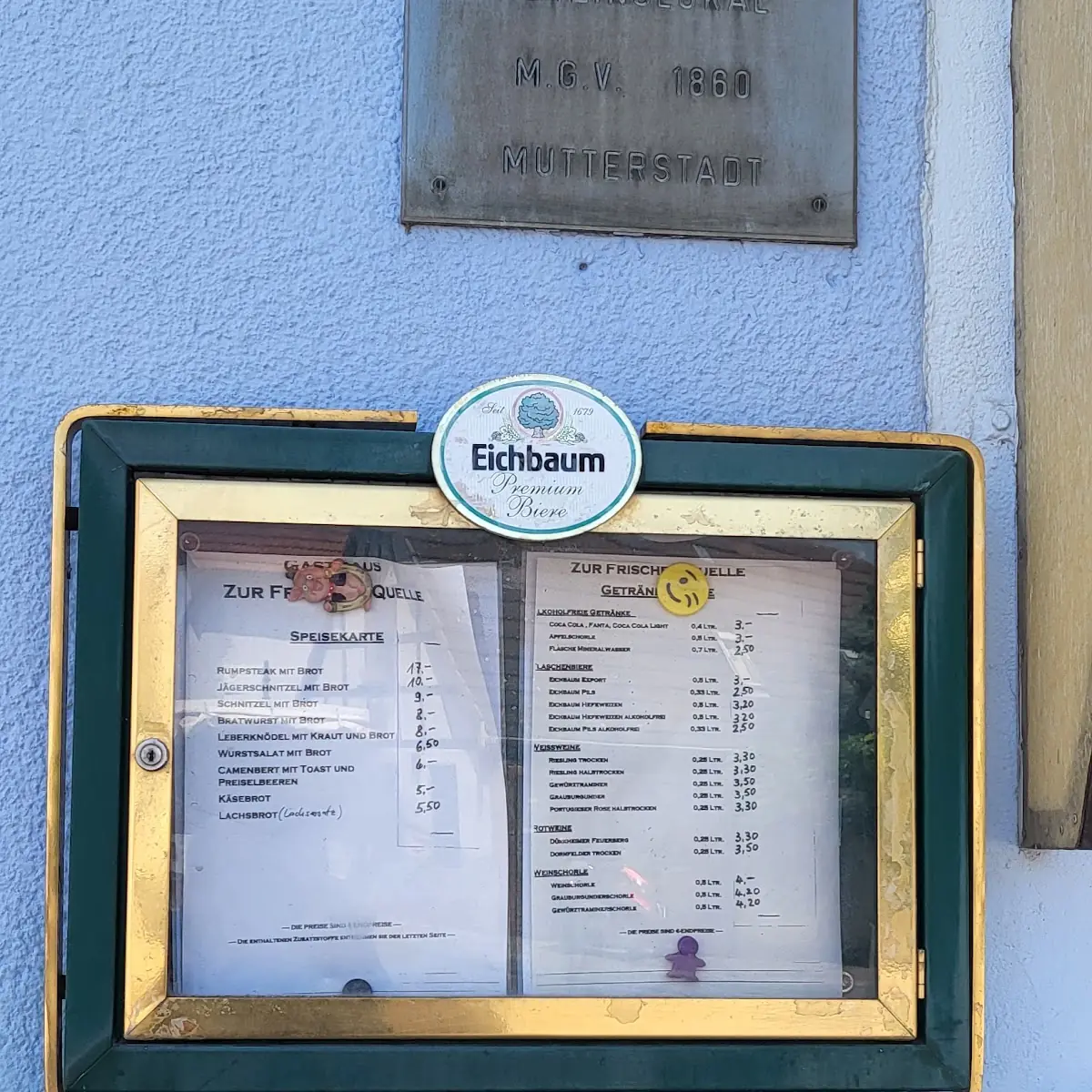 Speisekarte, Gaststätte Frische Quelle