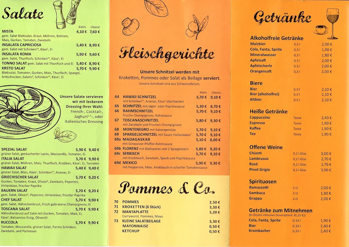Speisekarte, Pizzaria La Toscana