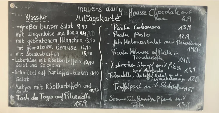 Speisekarte, Mayers Daily