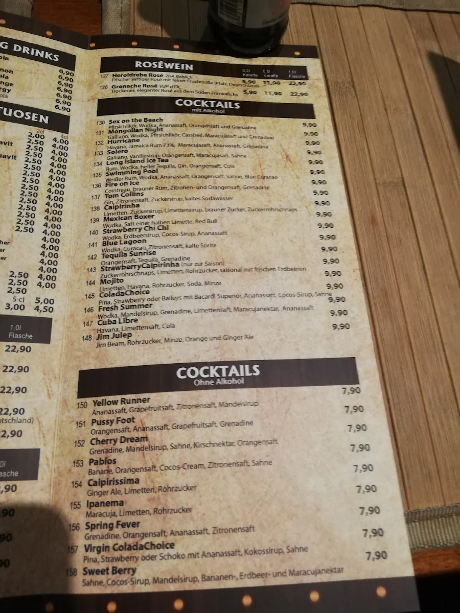 Speisekarte, Mongol Barbecue Restaurant