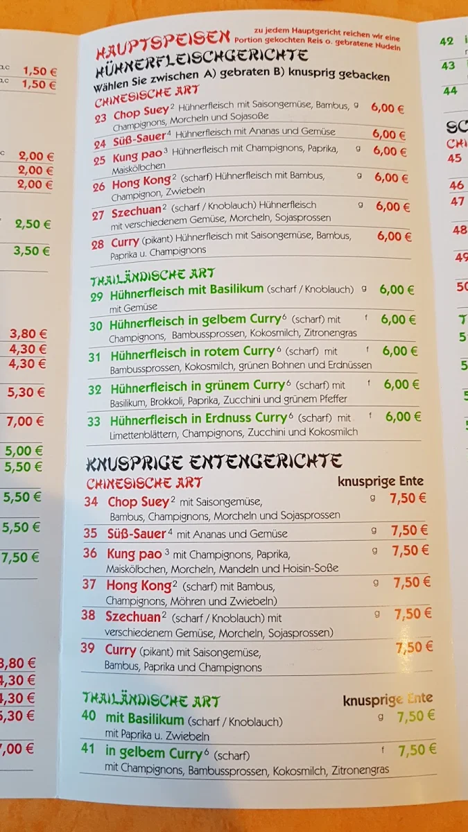Speisekarte, Asia Bistro