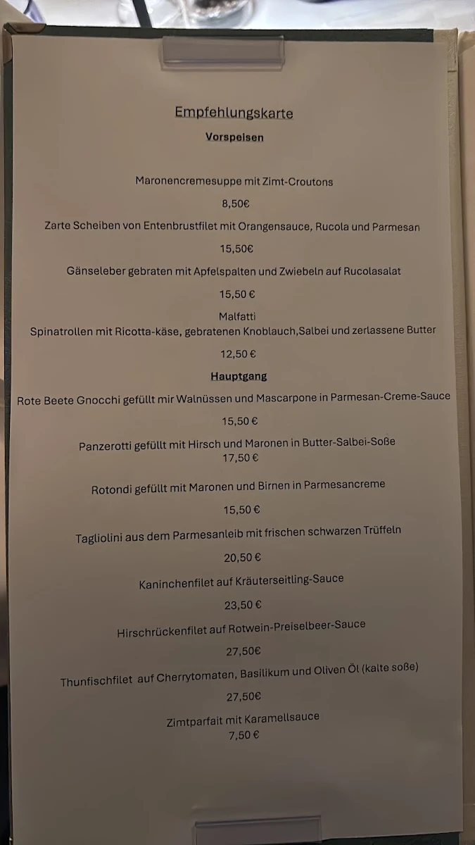 Speisekarte, Ristorante Avellino