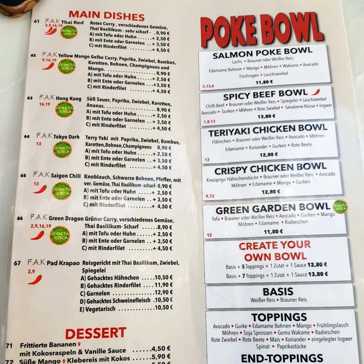 Speisekarte, F.A.K | Fresh Asian Kitchen