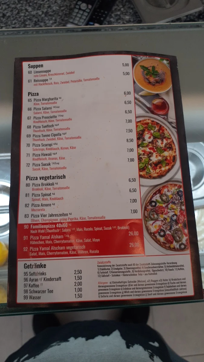 Speisekarte, Restaurant Yamal Alsham