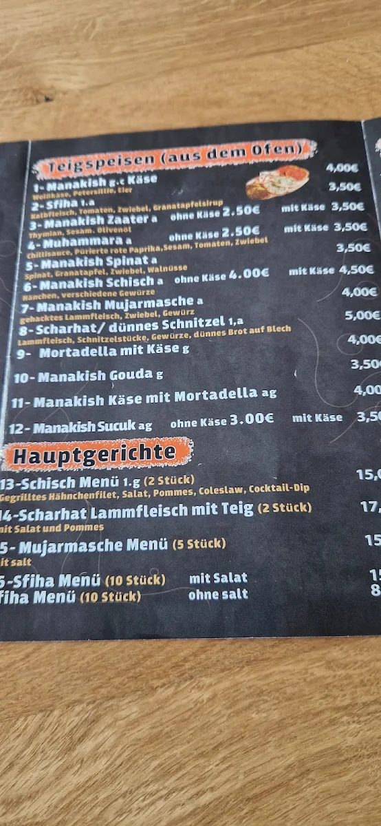 Speisekarte, Restaurant Yamal Alsham