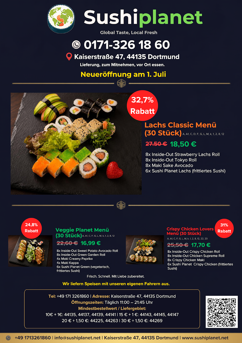 Speisekarte, Sushi Planet