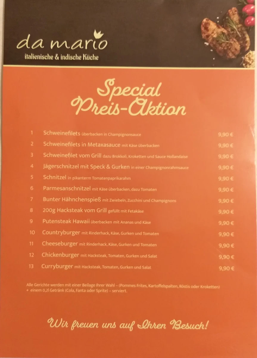 Speisekarte, Ristorante Da Mario