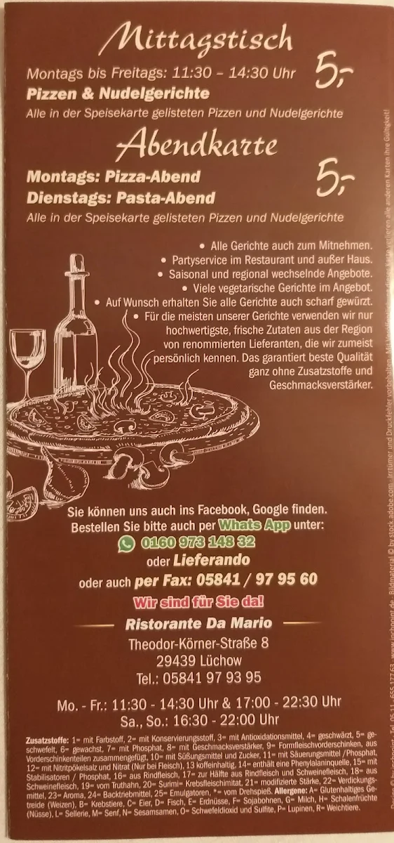 Speisekarte, Ristorante Da Mario