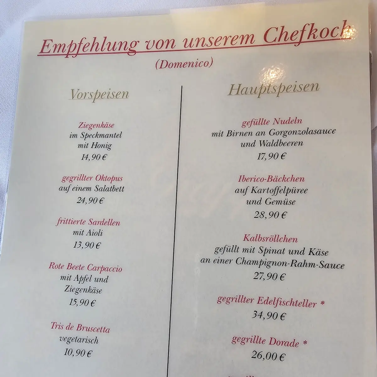 Speisekarte photo 2
