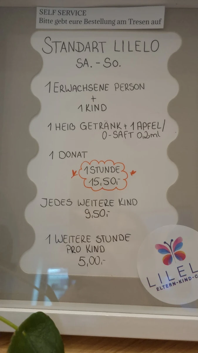 Speisekarte, Kindercafé LILELO