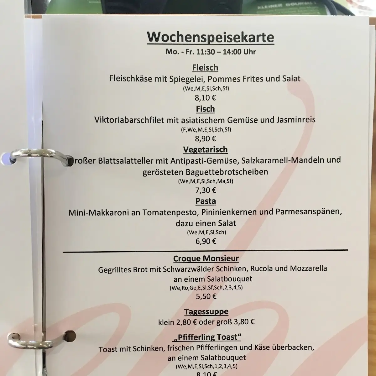 Speisekarte, Bäckerei Dreher