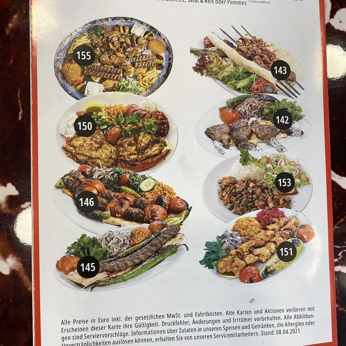 Speisekarte, Saray Grill Neubrandenburg