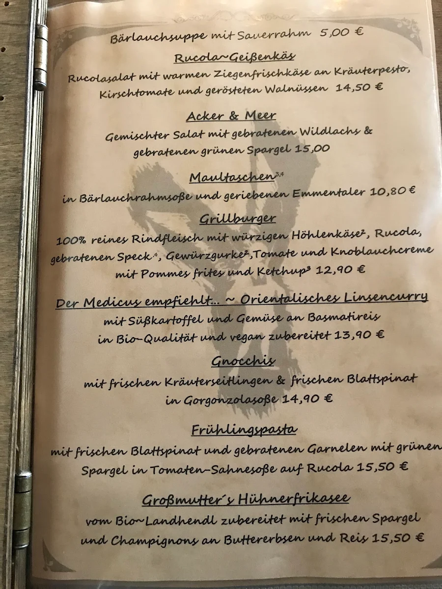 Speisekarte, Yburg Baden-Baden