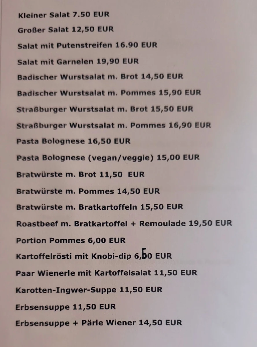 Speisekarte, Yburg Baden-Baden