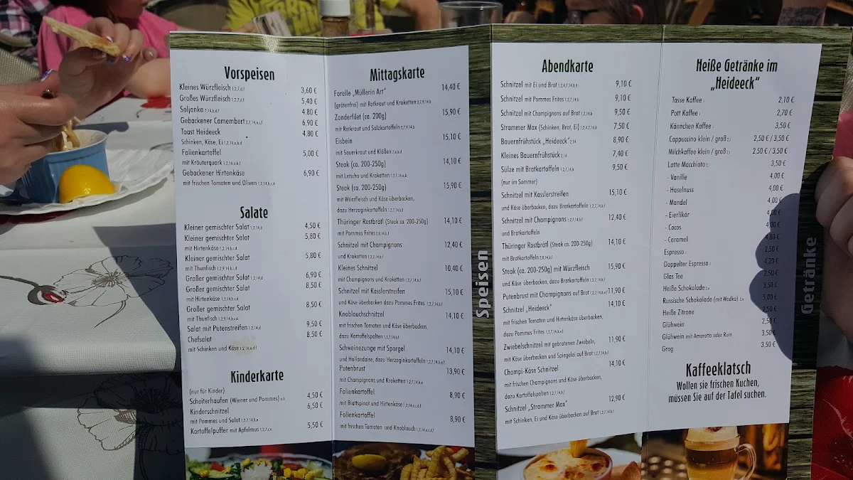 Speisekarte, Gaststätte "Heideeck"