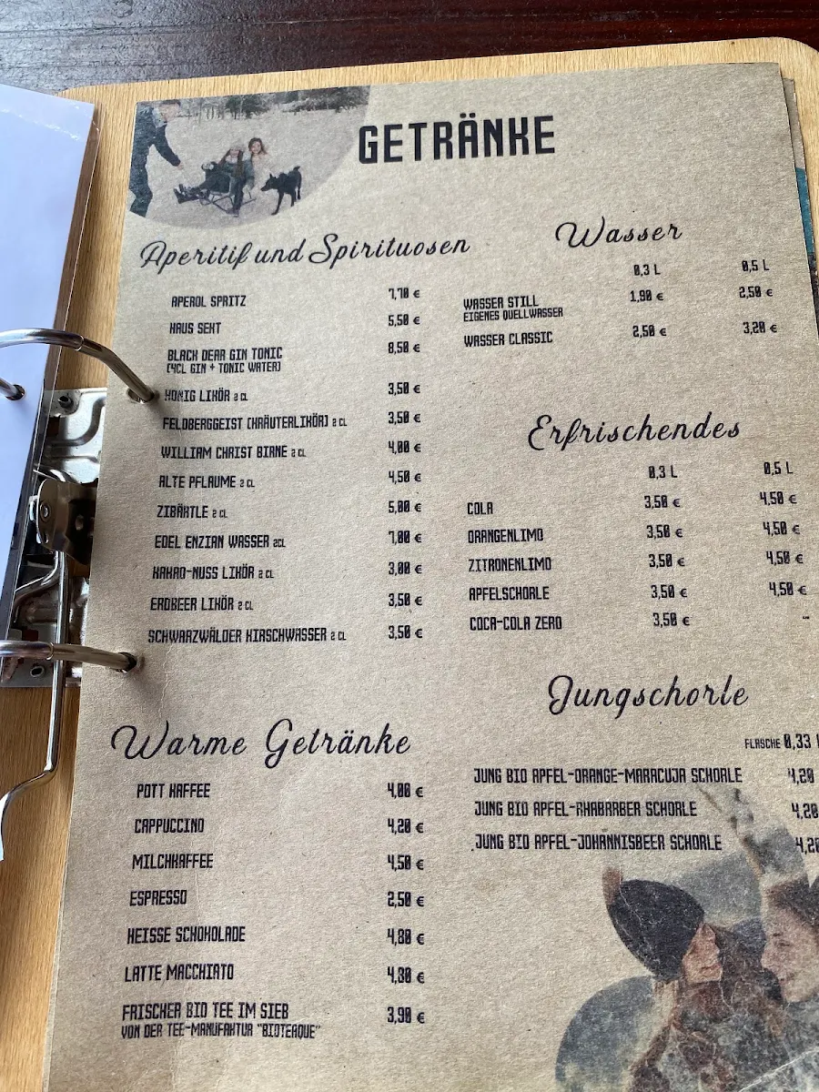 Speisekarte, Todtnauer Hütte - Berggasthof & Pension
