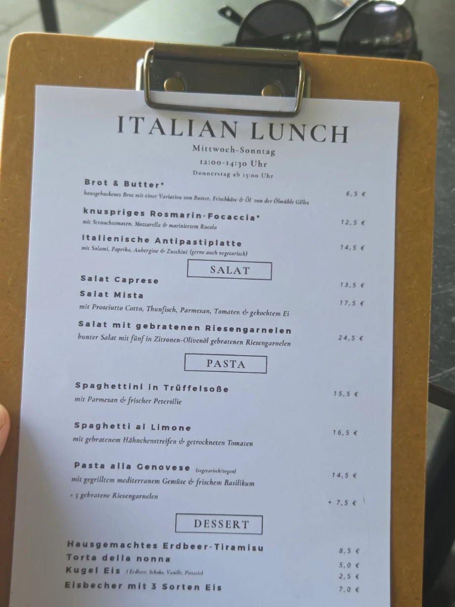 Speisekarte, Verbene Bistro