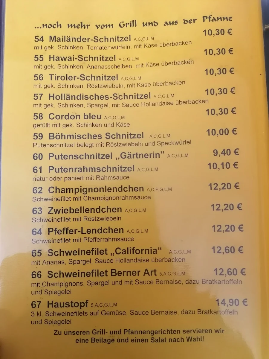 Speisekarte, Dorf-Grill