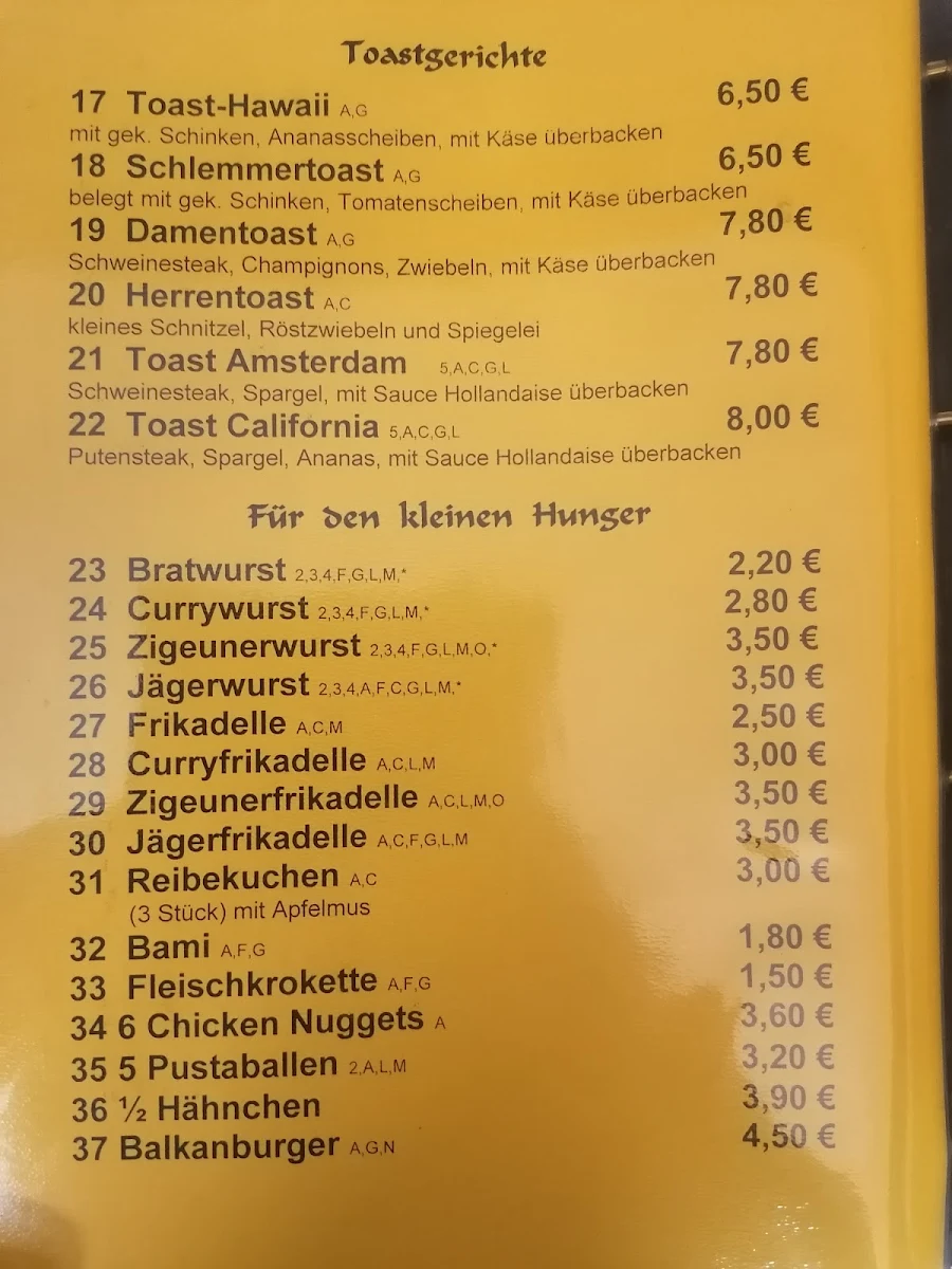 Speisekarte, Dorf-Grill