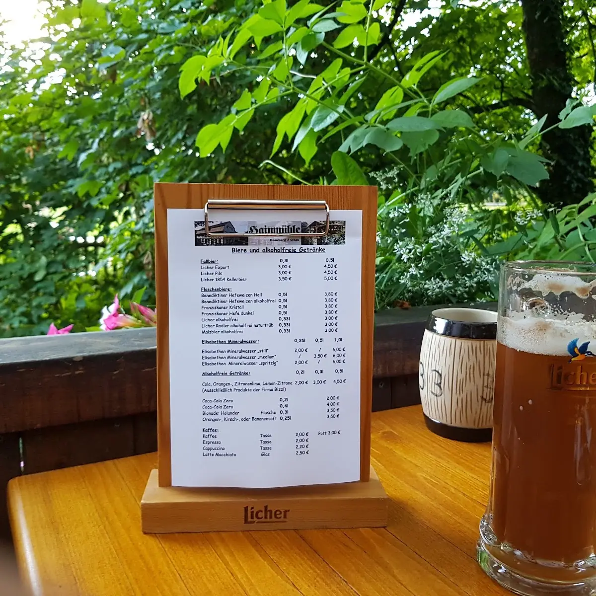 Speisekarte, Gasthof Hainmühle