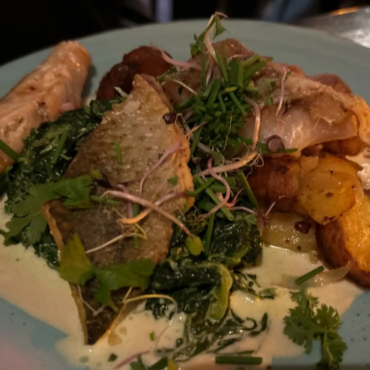 Fischteller Mit Spinat