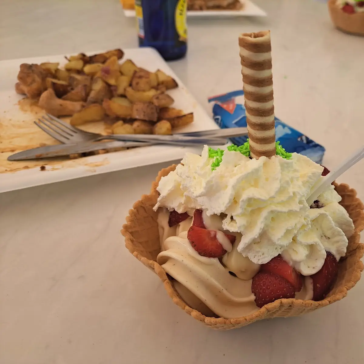 Softeis Mit Erdbeeren