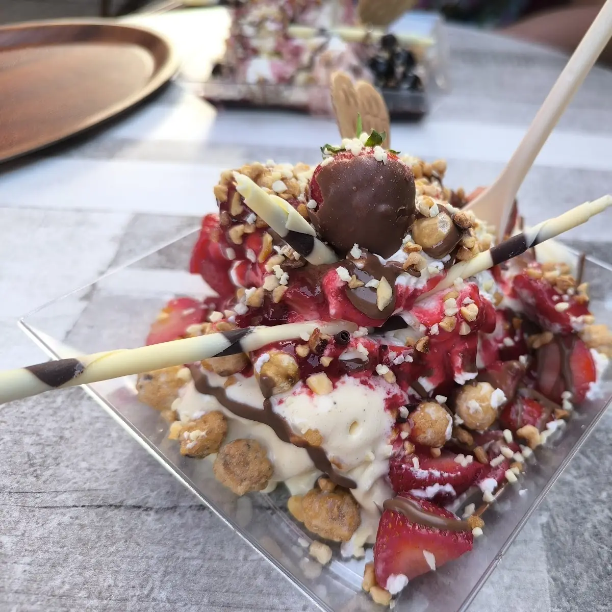Spaghetti Eis Erdbeer