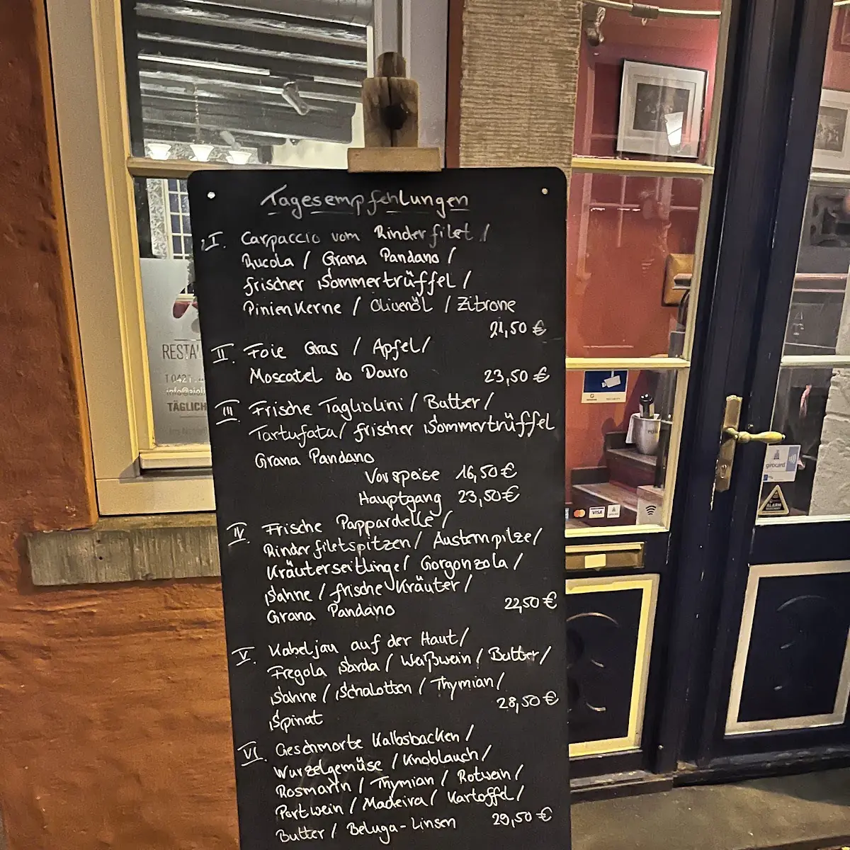 Speisekarte, Aioli im Schnoor