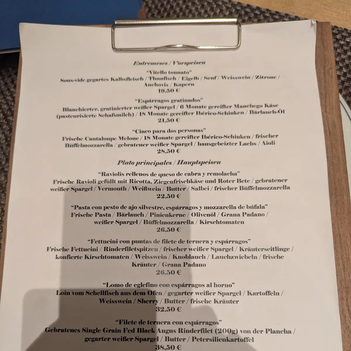 Speisekarte, Aioli im Schnoor