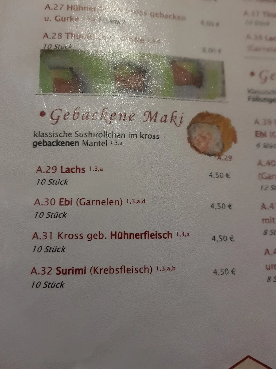 Speisekarte, Thang Long Asiatische Spezialitäten