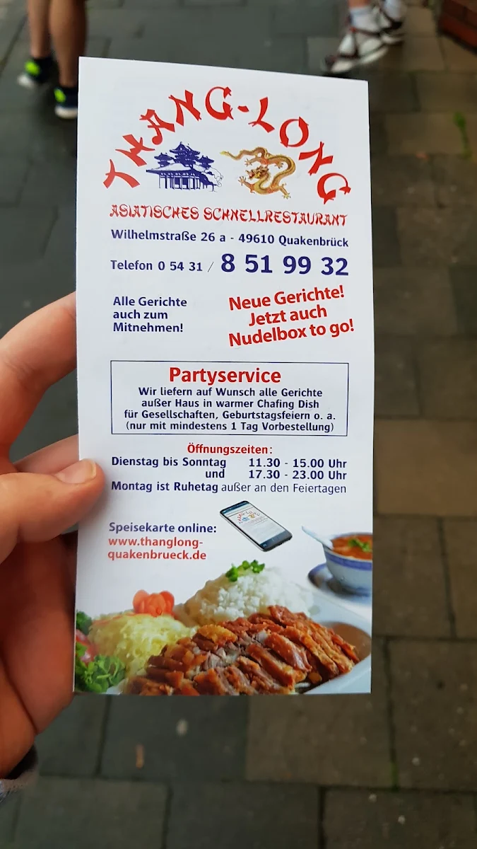Speisekarte, Thang Long Asiatische Spezialitäten