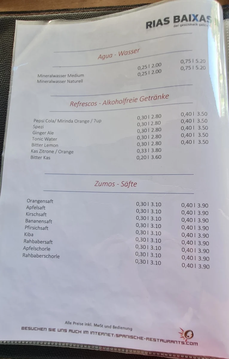 Speisekarte, Rias Baixas 2