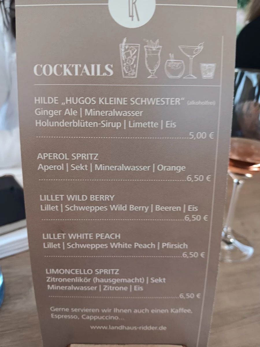 Speisekarte, Landhaus Ridder GmbH