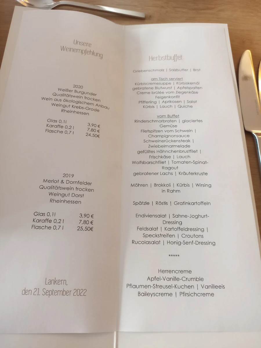 Speisekarte, Landhaus Ridder GmbH