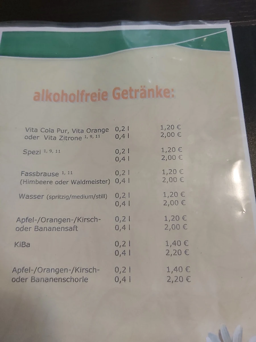 Speisekarte, Gaststätte Zweite Heimat