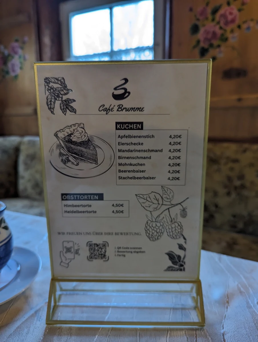 Speisekarte, Konditorei - Café & Ferienwohnung Brumme Obercunnersdorf